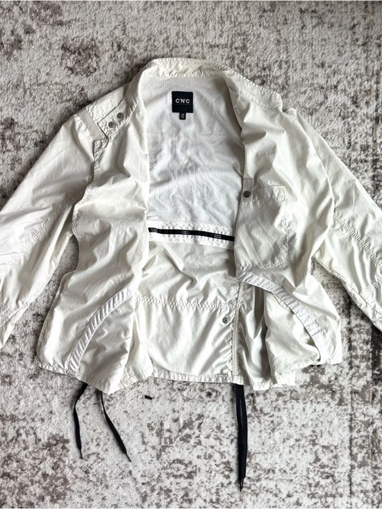 Vintage CNC Costume National White Asymmetric Zip Moto/Windbreaker Jacket - Picture 5 of 12